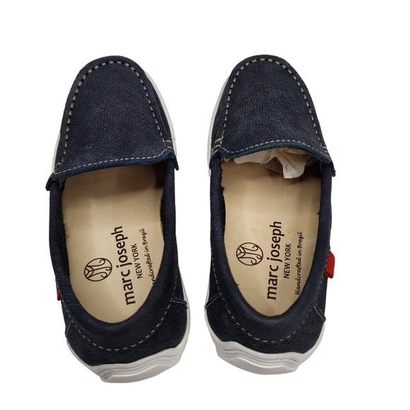 Marc Joseph | NIB Leroy St Navy Jeans Perforated Leather Loafers Boy's 10.5 - Picture 7 of 13